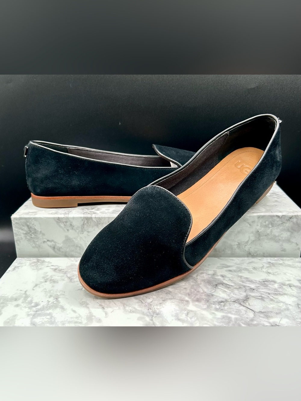 UGG Bonnie Black Suede Loafers. Size 8